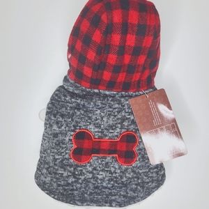 Xs - Hoodie Black/Red/Gray Plaid Sweater
